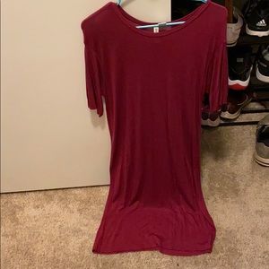 Womens Dark Red Tshirt Dress